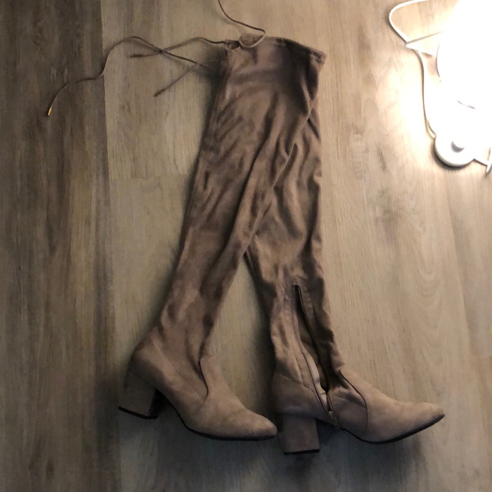 Thigh high faux suede boots, brand new never worn